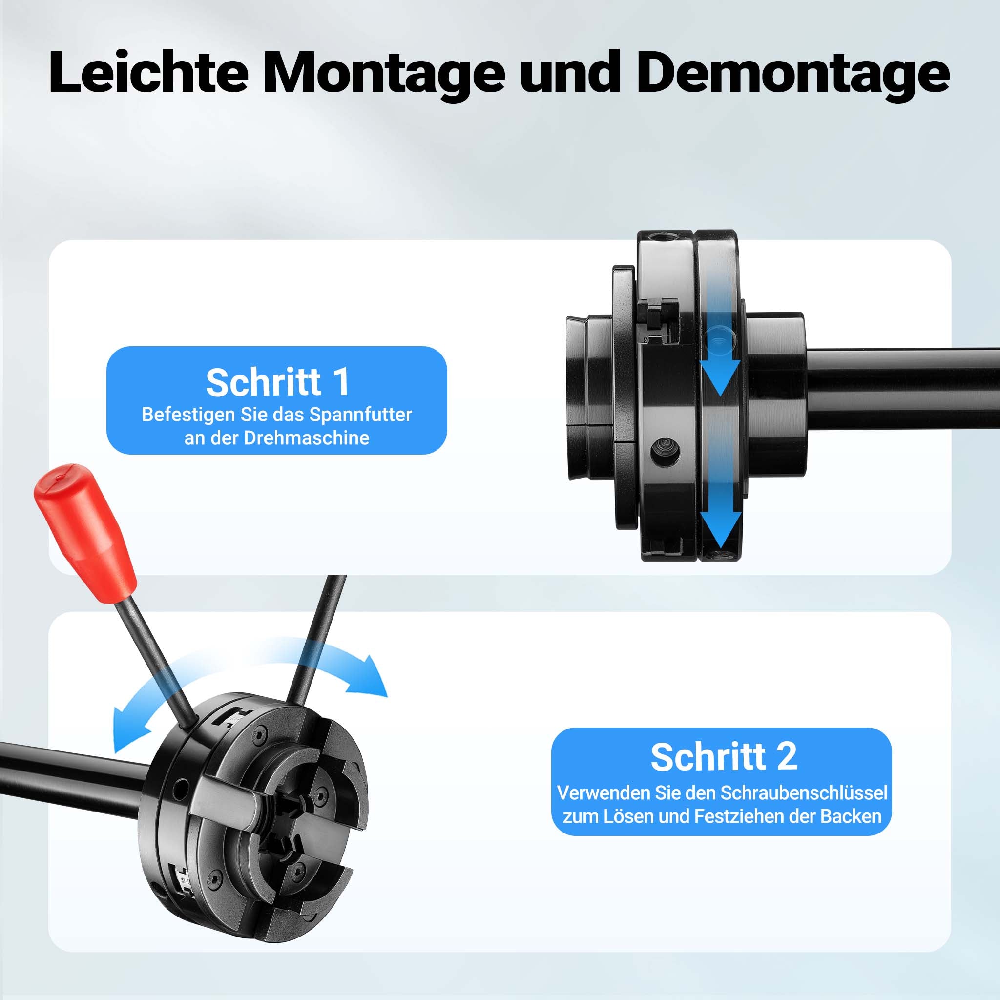 Mandrino di ricambio per tornio da banco, compatibile con filettatura M33 x 3,5, mandrino a ganasce