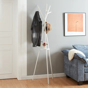 Appendiabiti da Terra Edet con Ripiano in Metallo Altezza 179 cm - Bianco [en.casa]