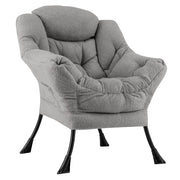Poltrona comoda con cuscino per la testa schienale e seduta imbottiti, Poltrona per soggiorno elegante Grigio-Sedie e poltrone