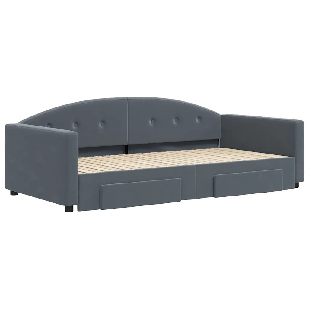 Divano Letto Estraibile Cassetti-Sofa Letto-Daybed Grigio Scuro 100x200cm Velluto 235832