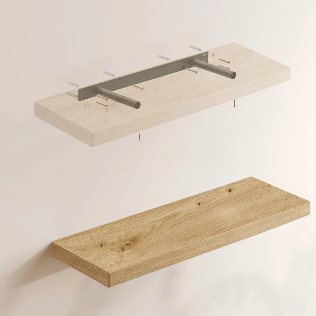 Mensola a muro moderna sospesa Rovere Artisan 80 cm