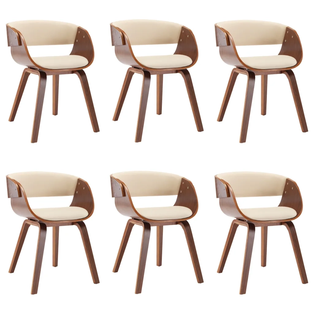 Sedie da Pranzo 6 pz Crema in Legno Piegato e Similpelle 278858
