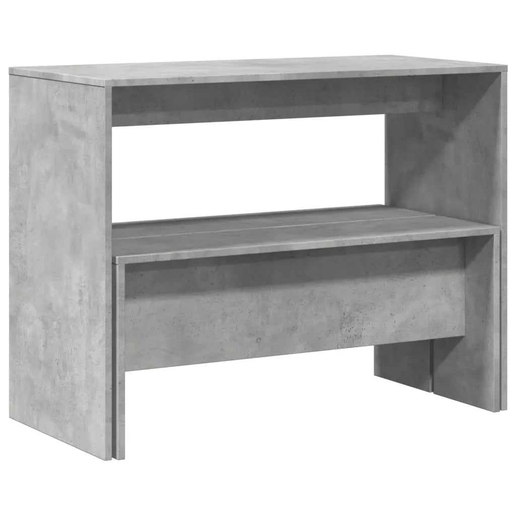 Set Tavolo da Pranzo e Panche 3 pz Grigio Cemento in Truciolato 855533