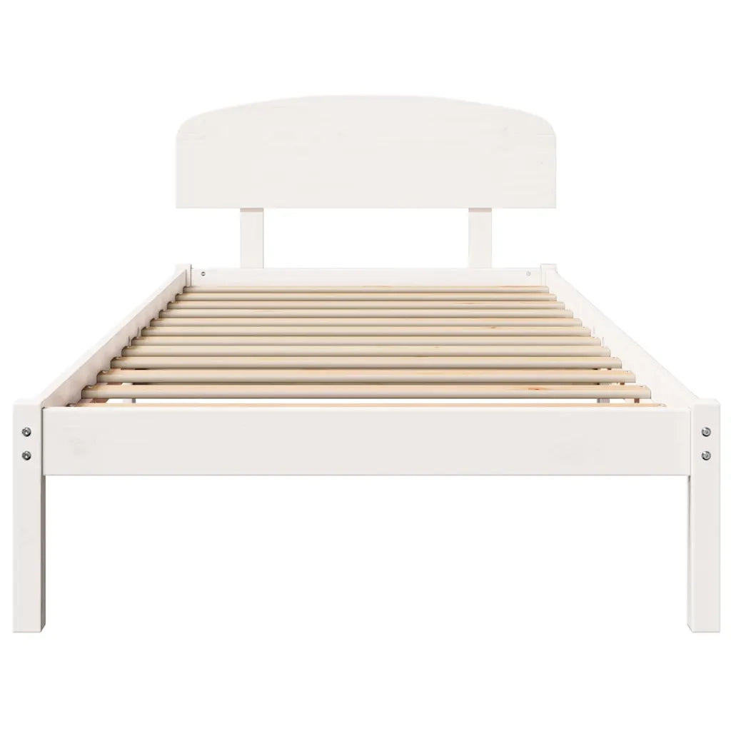 Letto singolo | Letto per adulti | Struttura del letto Bianco 90 x 200 cm Pino massello