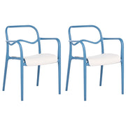 Set di 2 sedie da giardino impilabili in plastica blu e beige stile retrò per tutte le stagioni