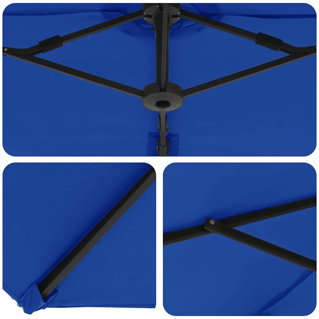Ombrellone da esterno moderno e inclinabile 372 x 198 x 243 cm in poliestere azzurro codice 02_0058752