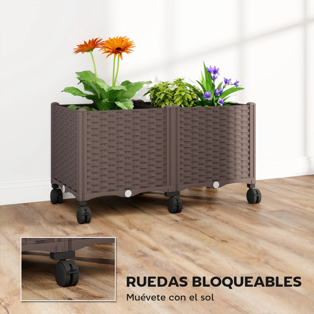 Fioriera da Giardino con Ruote e Drenaggio ¨C zephmum ¨C 80x40x43 cm Marrone