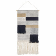 Decorazione da parete cotone beige e nero fatta a mano con nappe motivo geometrico stile boho soggiorno camera da letto