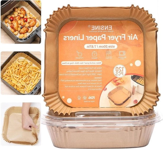 Pannelli di carta per Air Fryer - Carta pergamena per LFGB, FDA e FSC certificati - 100 pezzi