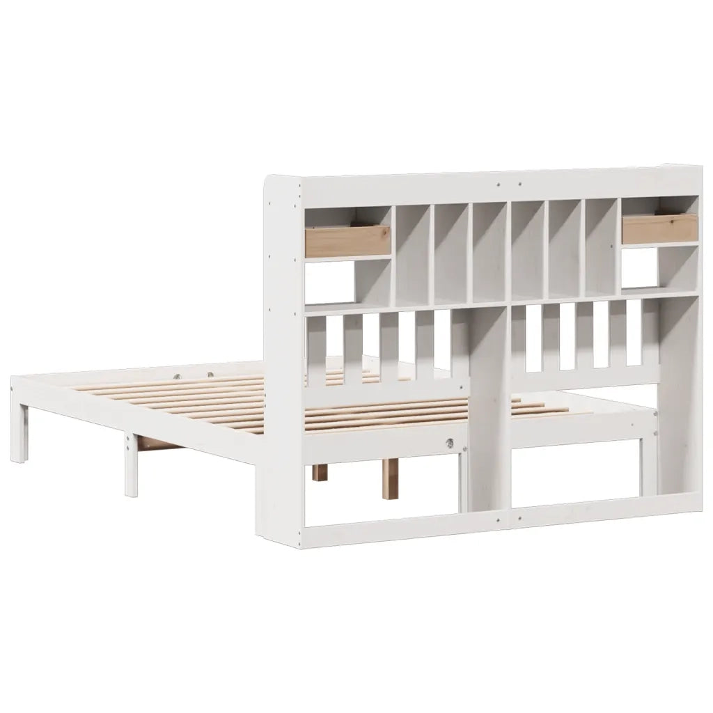 Letto Libreria senza Materasso Bianco 140x190 cm Legno di Pino 3322594