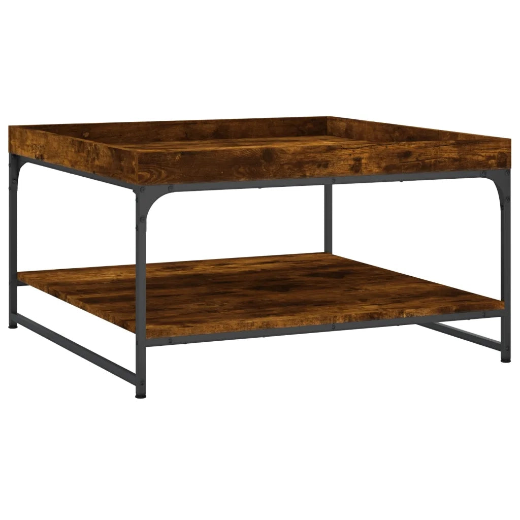 Tavolino da salotto | Tavolino da caff¨¨ | Tavolino da Soggiorno Rovere Fumo 80x80x45 cm in Legno Multistrato e Ferro