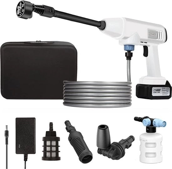 Hogedrukreiniger a batteria, 21V 4.0Ah, 435PSI 30 Bar, con lance per schiuma di neve e bocchetta per angolo e 6 in 1, per uso professionale