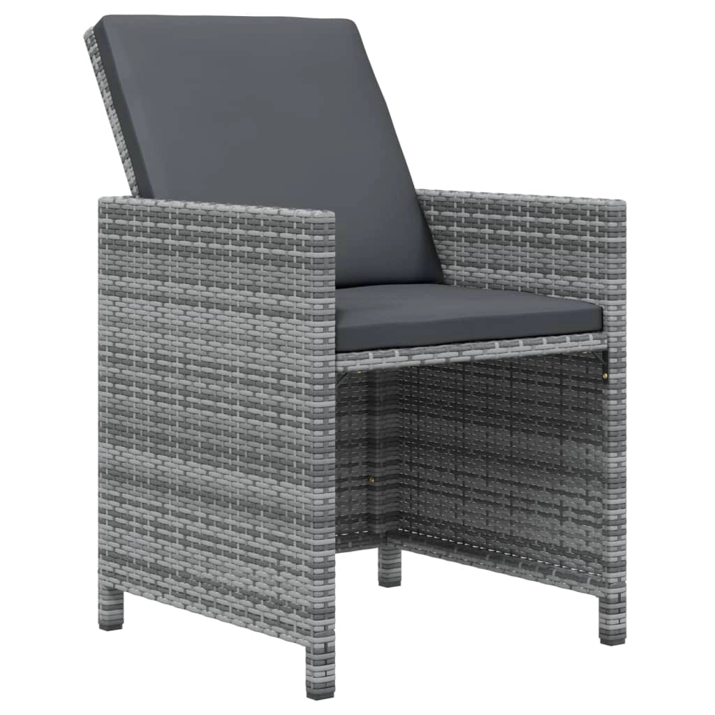 Set da pranzo da esterno da 21 pezzi con cuscini resina intrecciata grigia 02_0014433