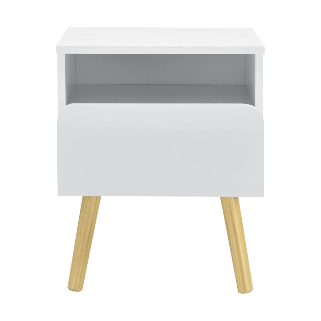 Comodino di design con cassetto e contenitore gambe da 50 cm pino bianco 03_0006237