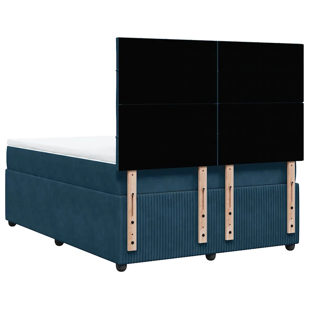 Giroletto a Molle con Materasso Blu Scuro 160x200 cm in Velluto