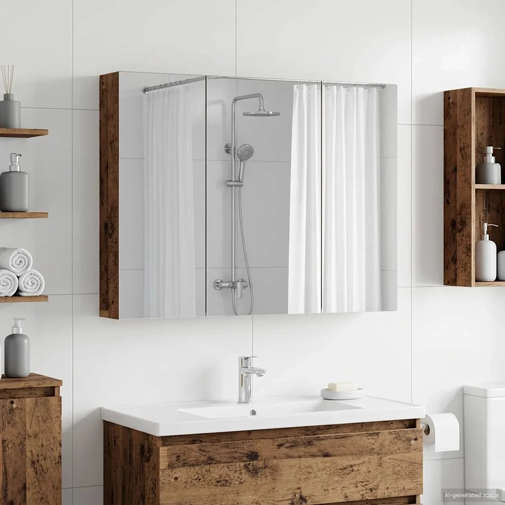 Mobiletto per specchio da bagno con lo scaffale Legno vecchio