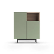 Credenza 1 vano Herdasa effetto noce e verde gambe grafite 110x90x34