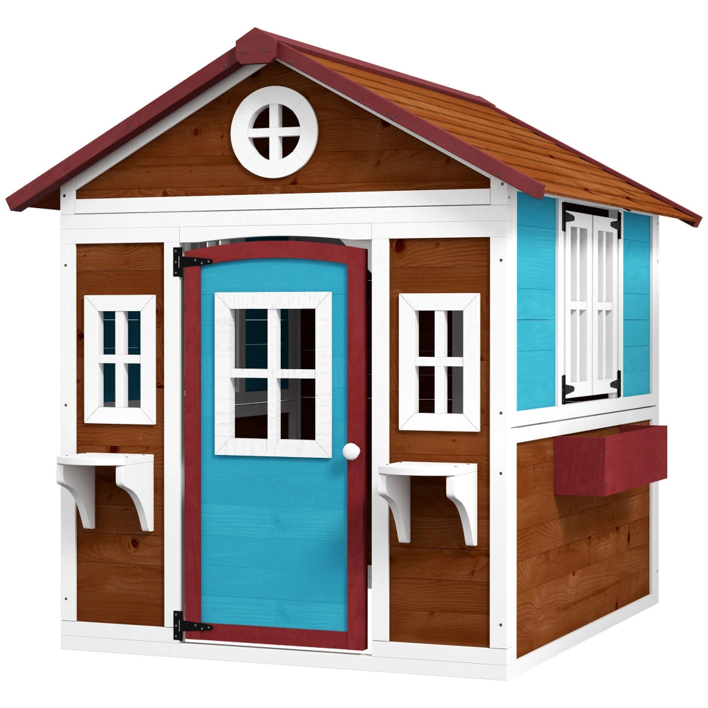 Casetta per Bambini in Legno con Finestra e Ripiani ¨C Zephmum ¨C 114x126x135 cm Marrone