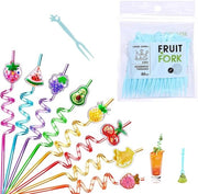 Set di tazze per bere - 8 pezzi - Design frutta - Riciclabile - 27 cm - Festa per bambini - Accessori per bere divertenti - Sostenibile - Tazze per bere