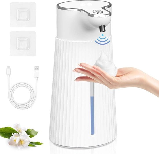 Dispensatore di sapone automatico per parete elettrico 400ml Sensore infrarosso Caricabile via USB Dispensatore di schiuma di sapone senza tocco IPX6 Impermeabile cucina bagno scuola hotel