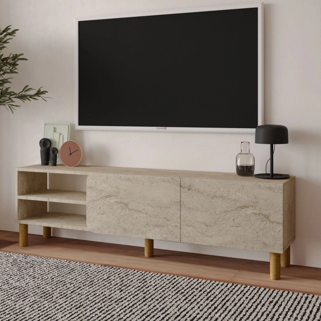 Porta TV in legno "River" - 150 x 31 x 48 cm - Travertino