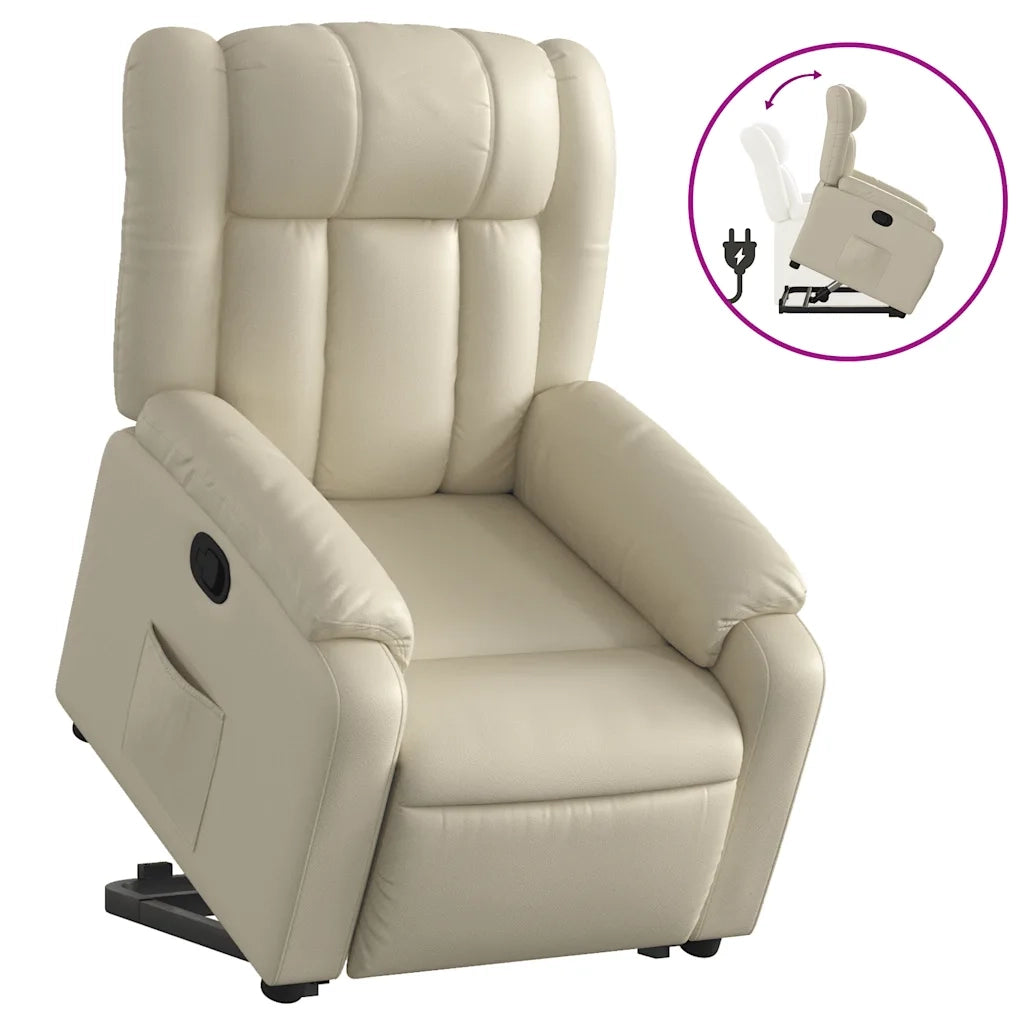 Poltrona Alzapersona Reclinabile Crema in Similpellecod mxl 108855