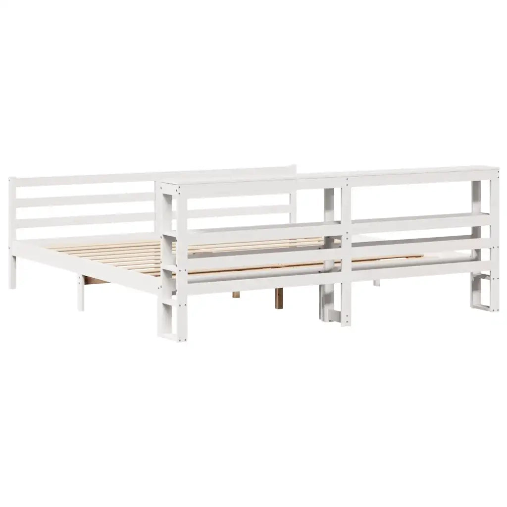 Giroletto senza Materasso-Struttura Letto Bianco 200x200 cm Legno Massello Pino 950889