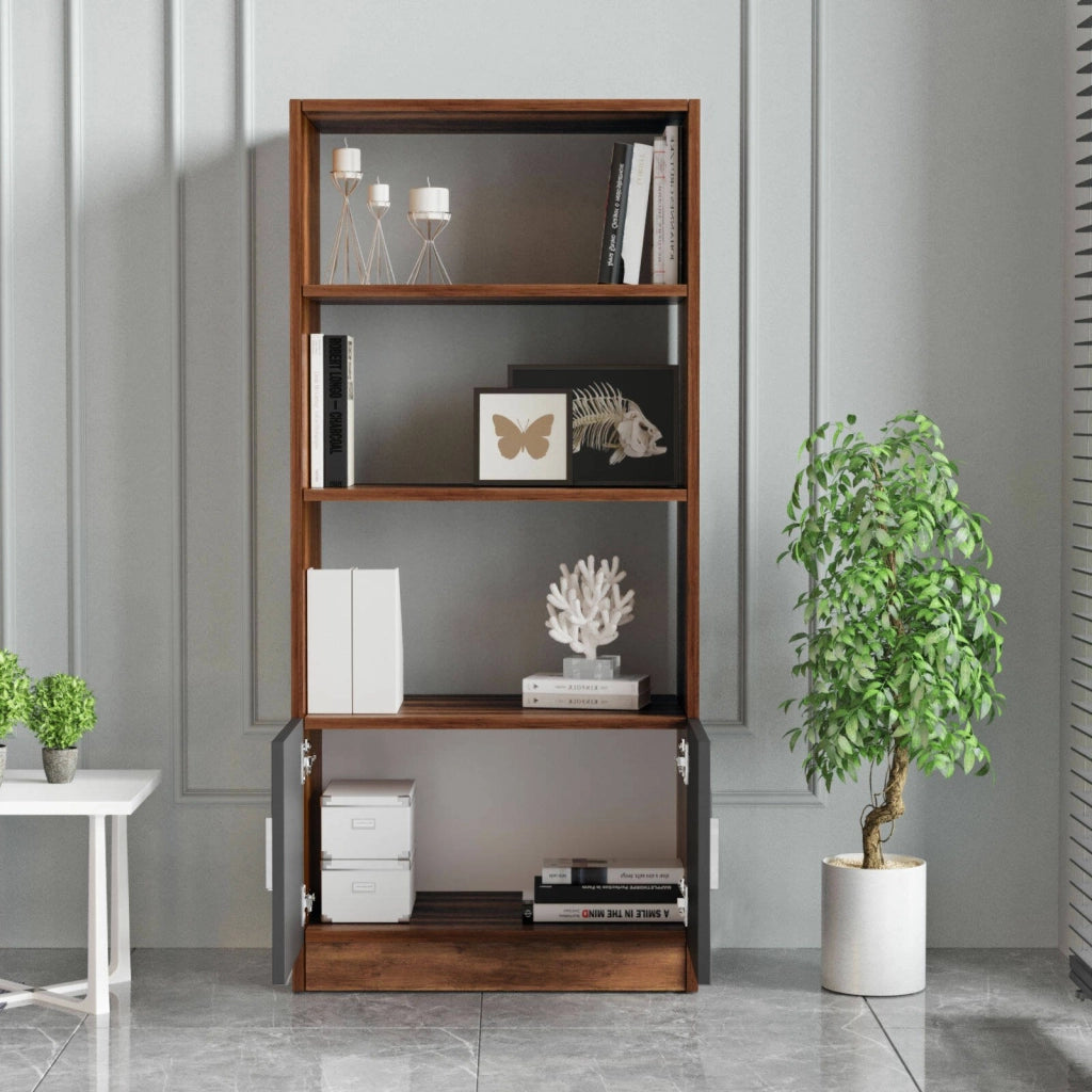 Biblioteca Patty, Libreria 3 Ripiani, 64x38x140h cm Marrone Noce