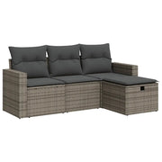 Set Divani da Giardino 4 pz | Set Salotto da Giardino con Cuscini in Polyrattan Grigio