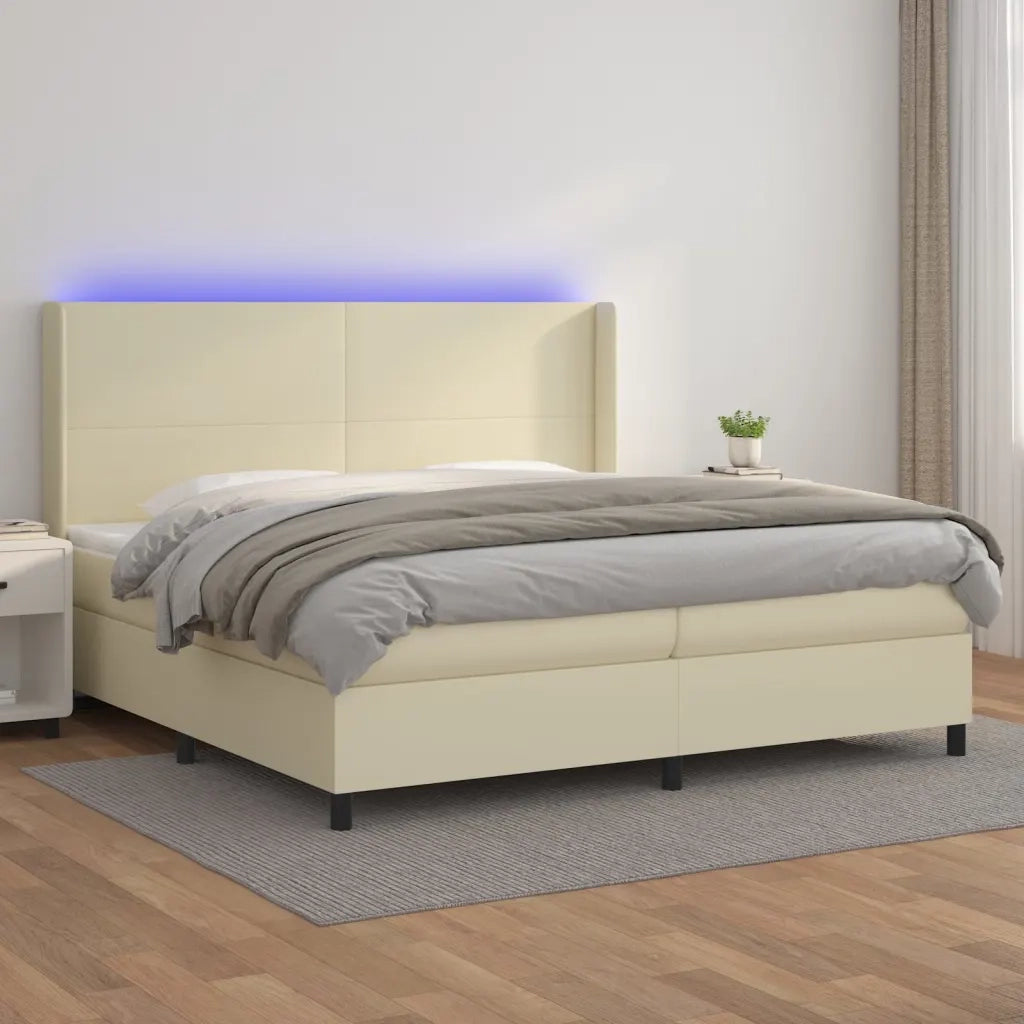 Giroletto a Molle con Materasso e LED Crema 200x200 cm cod mxl 62220