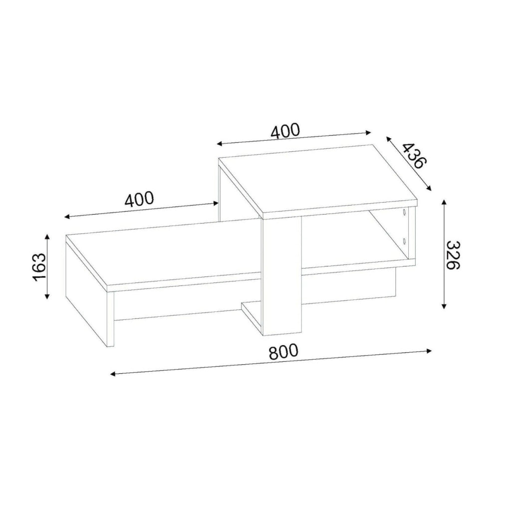 Pontey, Tavolino da Salotto Forma Fantasia, 44x40x33h cm Bianco Noce