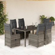 Set BistrÃ² da Giardino 5 pz con Cuscini in Polyrattan Grigio
