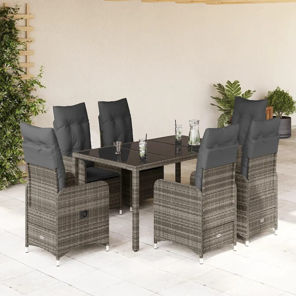 Set BistrÃ² da Giardino 5 pz con Cuscini in Polyrattan Grigio