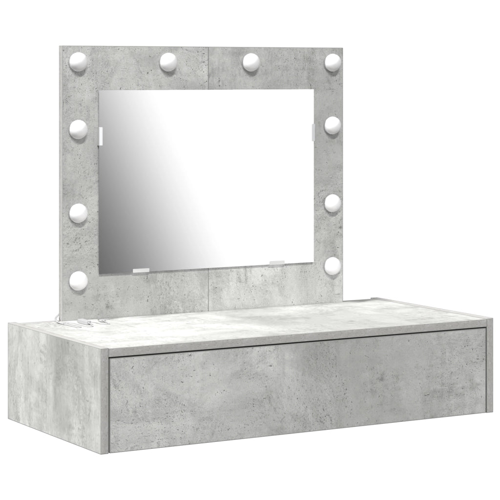 Toeletta a Muro con Luci LED - Grigio Cemento