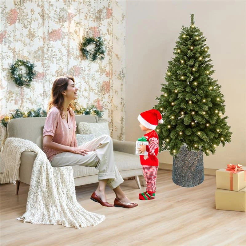 SUPPORTO BASE PER ALBERO DI NATALE  DA 150 A 240H CM TRONCO EFFETTO REALISTICO Ø35 X 35+6 CM - MARRONE CHIARO