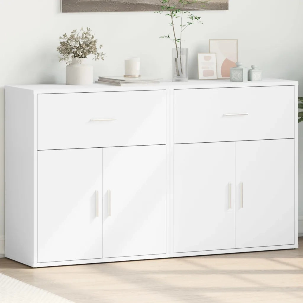 Credenze 2 pz | Madia | Buffet da pranzo | Armadio da pranzo Bianche 60x31x70 cm in Legno Multistrato