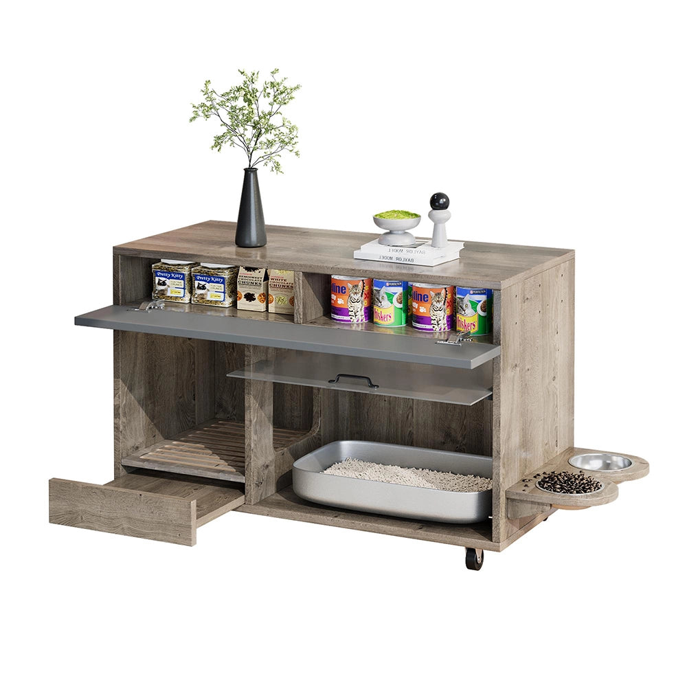Armadio lettiera gatti - Xylo - 100x45x67cm grigio antico