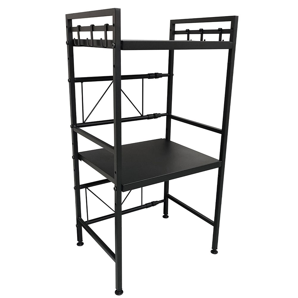 Scaffale Porta Microonde Allungabile 2 Ripiani Mensola da Cucina in Metallo Nero