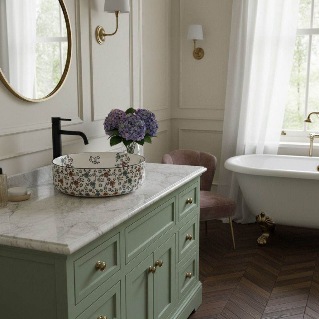 Lavabo Da Appoggio Rea Stefania Fiori