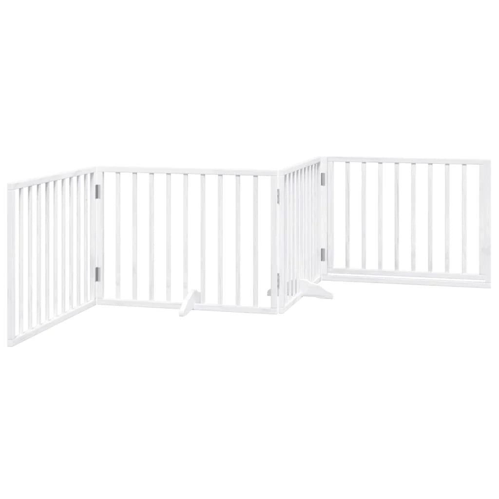 Cancelletto e porta di sicurezza per animali domestici 4 pannelli legno di pioppo bianco 02_0023343