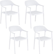 Sedia da Pranzo in Plastica, Sedia da Cucina Ergonomica con Schienale Cavo e Braccioli Comodi, Portata 150 kg, Poltrona da Tavolo Impilabile per Soggiorno, Ufficio e Sala da Pranzo (Bianco,4)