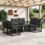 Set di divani da esterno 6 pcs Nero e Grigio scuro Poliestere