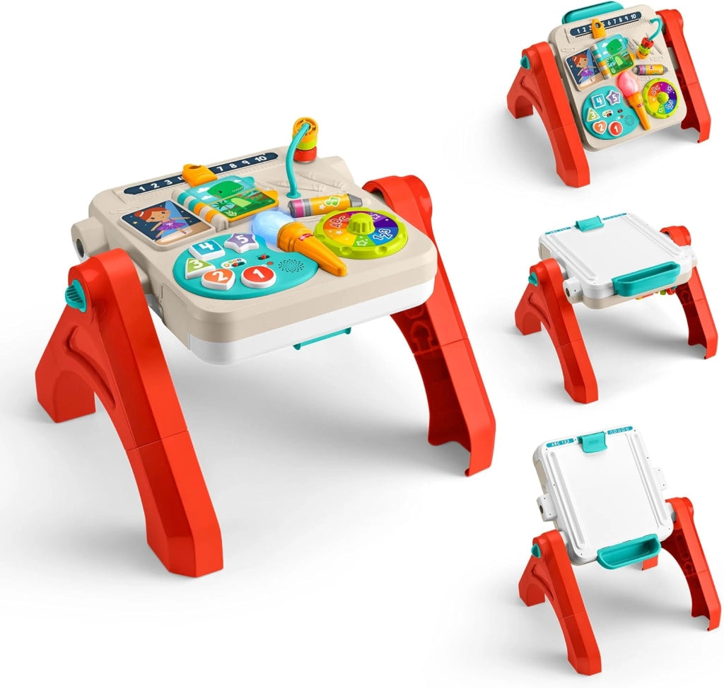 Tavolino attivita 4 in 1, Pannello interattivo e cavalletto d`Arte, con luci, Suoni e canzoncine, Versione Italiano,Fish
