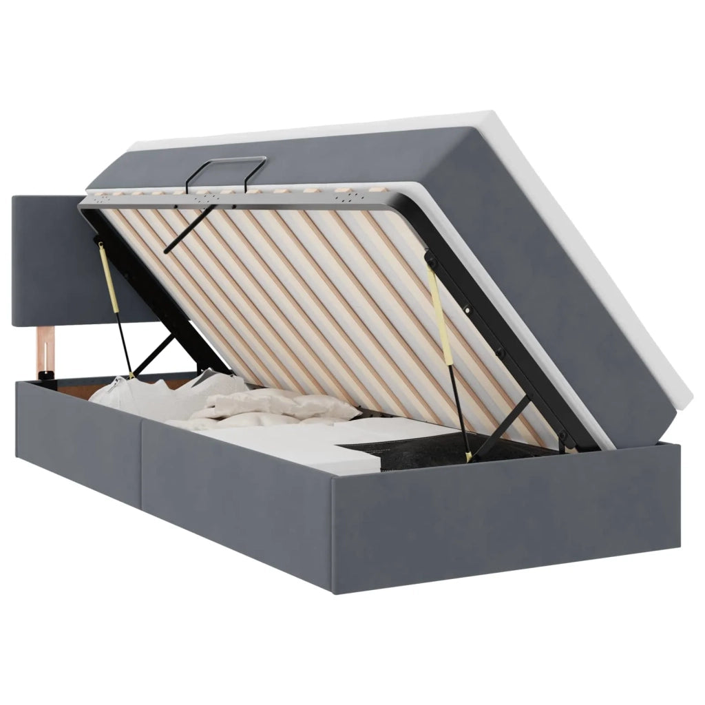 Letto con contenitore LED e materasso Grigio Scuro 100 x 200 cm