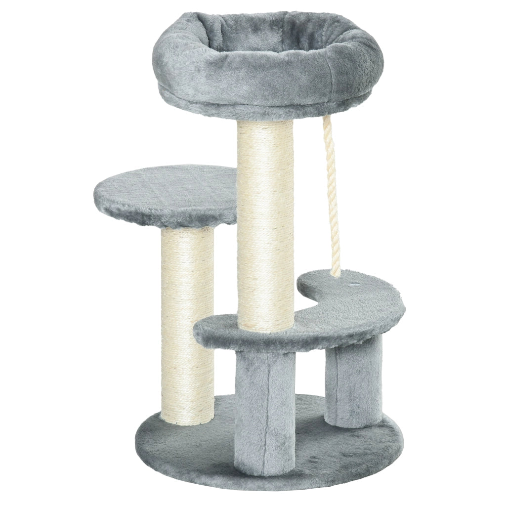 Albero per gatti con 3 piattaforme e grattatoi in sisal ¨C zephmum ¨C grigio ?40x65H cm