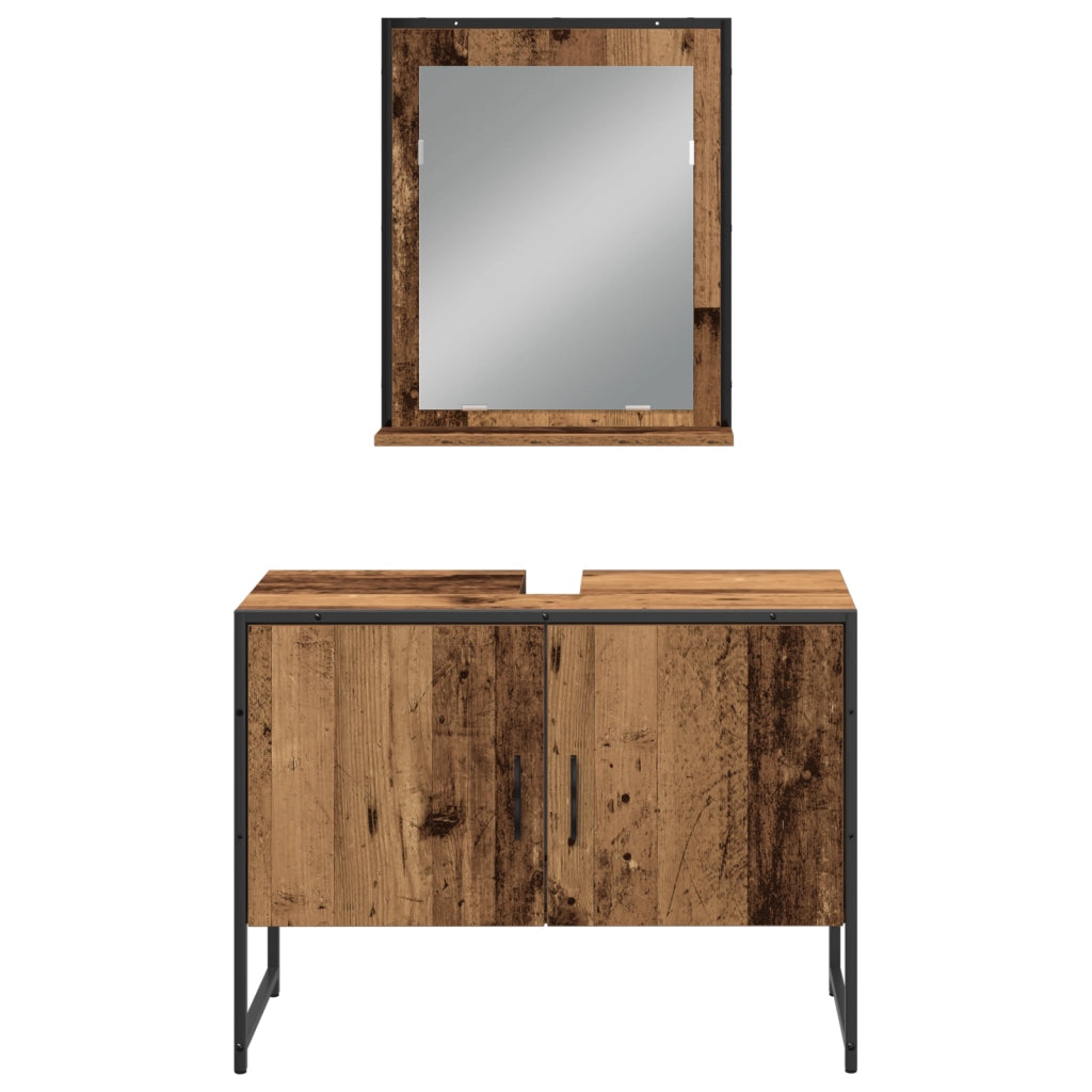 Set di Mobili da Bagno 4 Pezzi Legno Invecchiato Legno Ingenerizzato