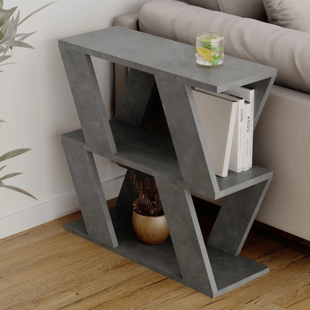 Tavolino da Soggiorno Laterale 60x22x57 cm in MDF Lazena Cemento