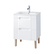 Set bagno FIDJI: mobiletto sotto lavabo 60cm + lavabo da incasso bianco + sifone + piedi