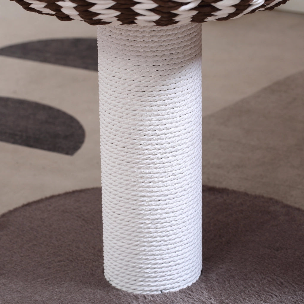 Torre Riscatore per Gatti con Letto e Cuscino ¨C Zephmum ¨C 50x50x52 cm Marrone e Bianco