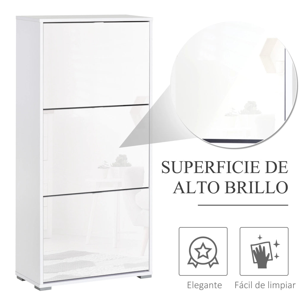 Armadio per Scarpe con 3 Cassetti ¨C zephmum ¨C Bianco 60x26x124 cm